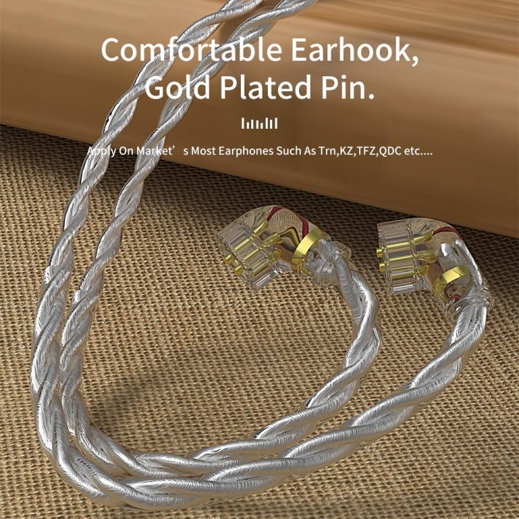 CVJ V7 1.25m 4-Cores Silver-plated 3.5mm Elbow Earphone Cable, Model:2 Pin No Mic(Silver)