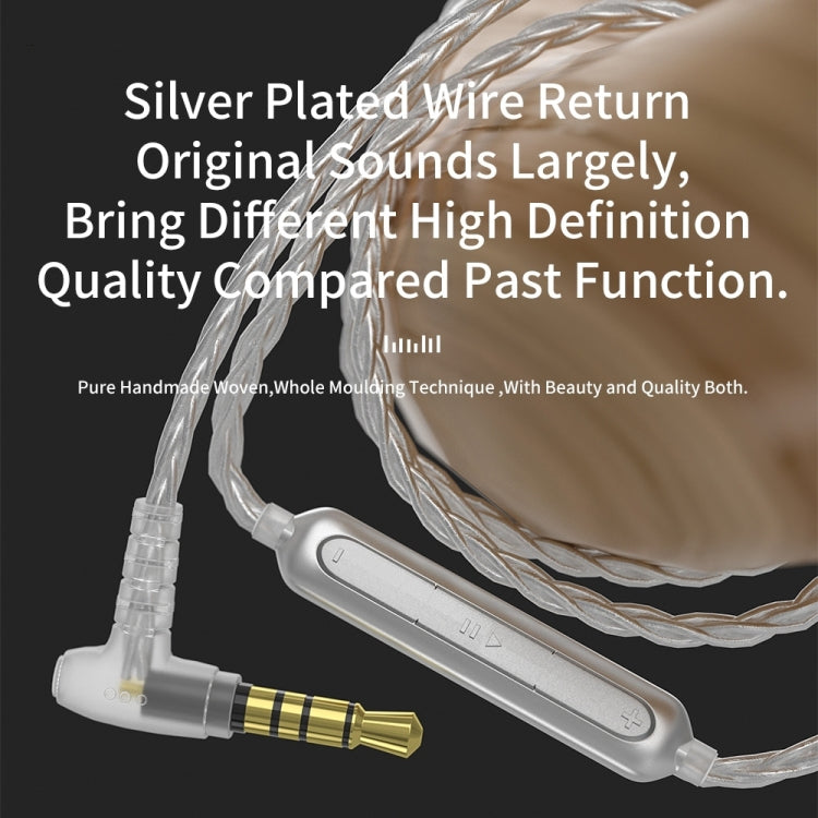 CVJ V7 1.25m 4-Cores Silver-plated 3.5mm Elbow Earphone Cable, Model:0.75mm with Mic(Silver)
