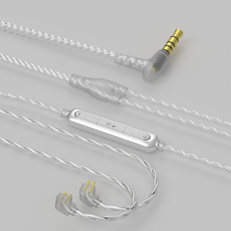 CVJ V7 1.25m 4-Cores Silver-plated 3.5mm Elbow Earphone Cable, Model:0.78mm with Mic(Silver)
