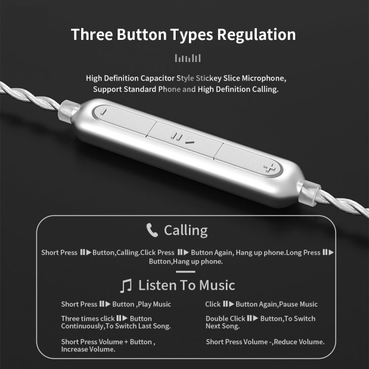 CVJ V7 1.25m 4-Cores Silver-plated 3.5mm Elbow Earphone Cable, Model:0.78mm with Mic(Silver)