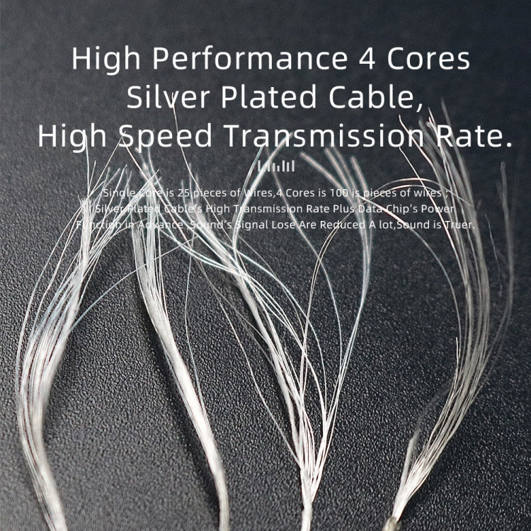 CVJ V5.TC 1.25m Type-C Digital Decoding Silver-plated Earphone Cable, Style:0.75mm(Silver)