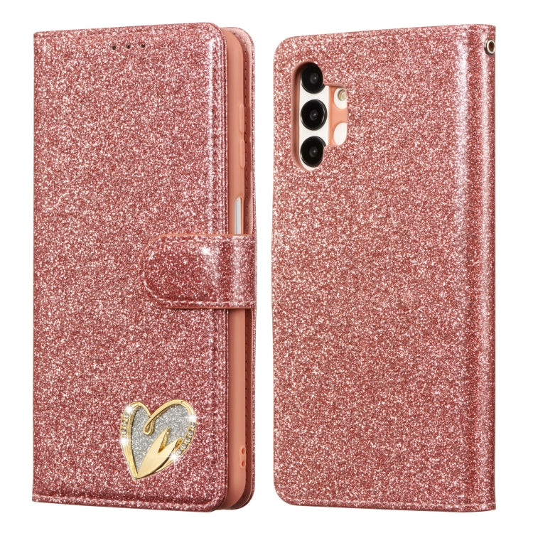 For Samsung Galaxy A13 Glitter Powder Love Leather Phone Case