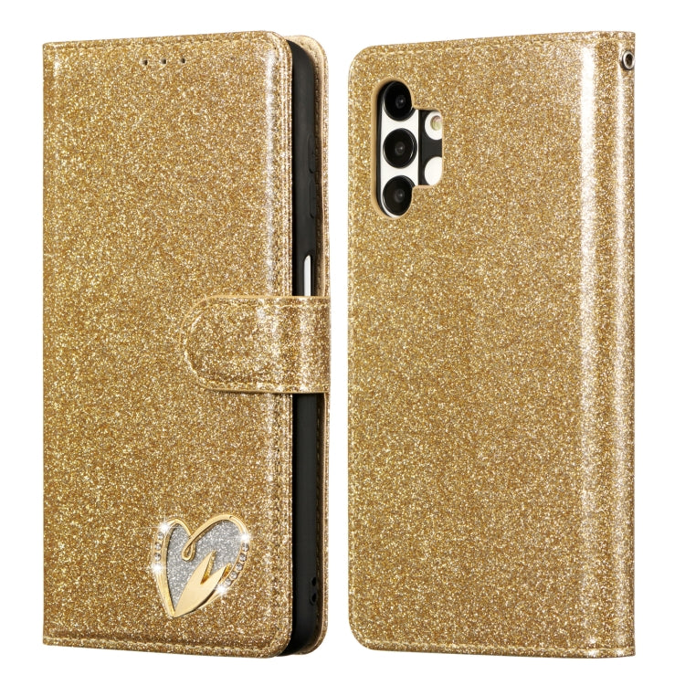 For Samsung Galaxy A13 Glitter Powder Love Leather Phone Case