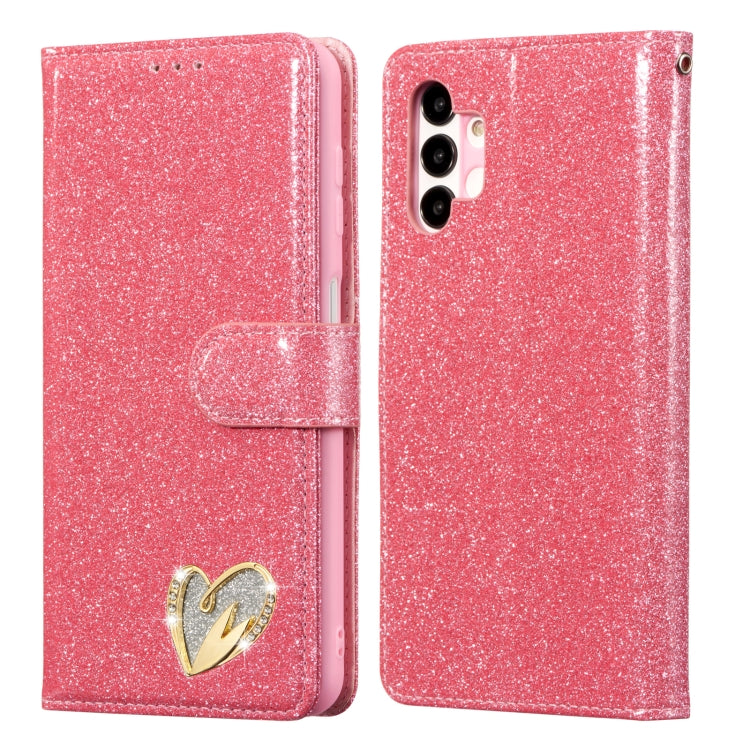 For Samsung Galaxy A13 Glitter Powder Love Leather Phone Case