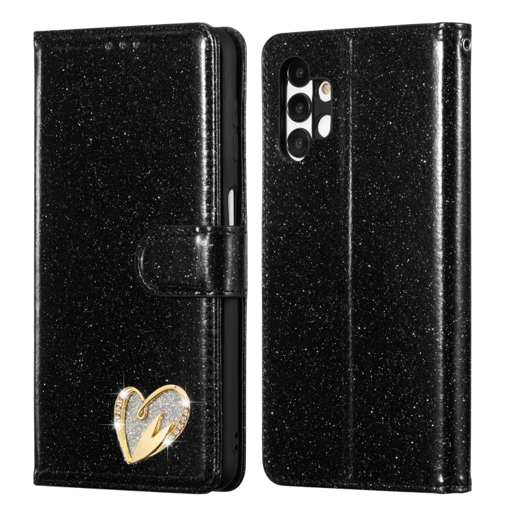 For Samsung Galaxy A13 Glitter Powder Love Leather Phone Case