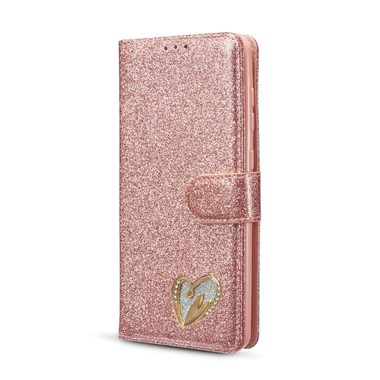 For Samsung Galaxy A21S Glitter Powder Love Leather Phone Case