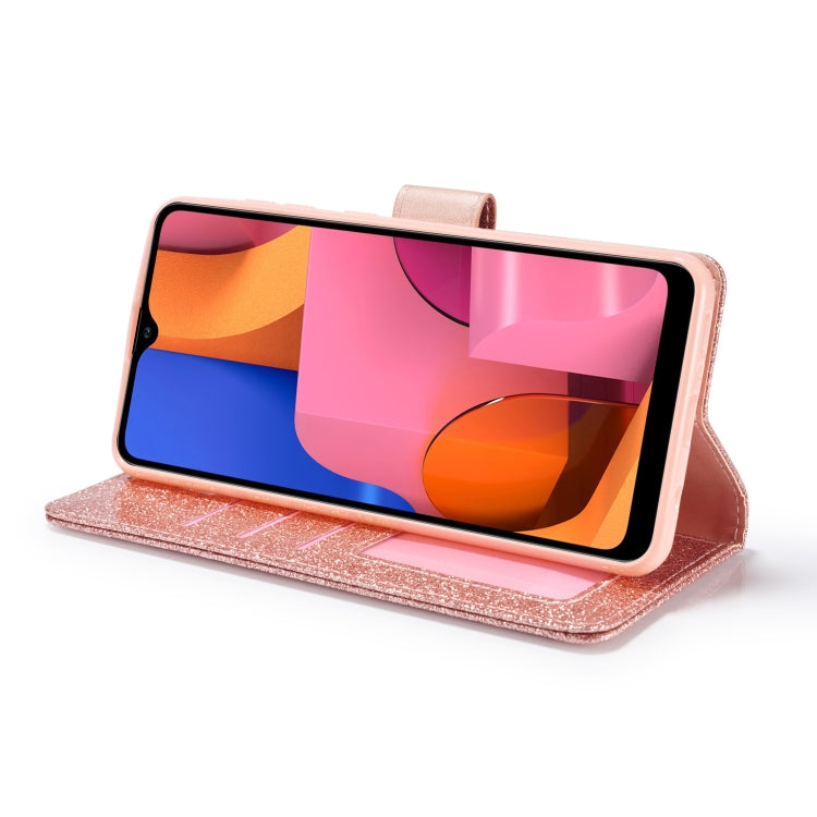 For Samsung Galaxy A21S Glitter Powder Love Leather Phone Case