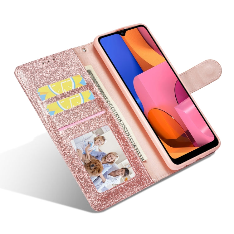 For Samsung Galaxy A21S Glitter Powder Love Leather Phone Case