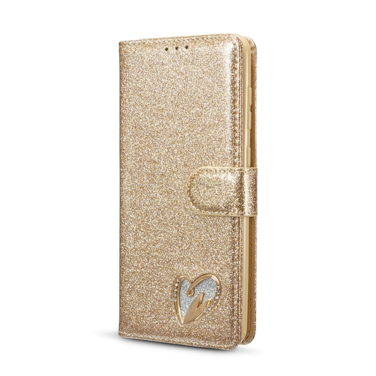 For Samsung Galaxy A21S Glitter Powder Love Leather Phone Case