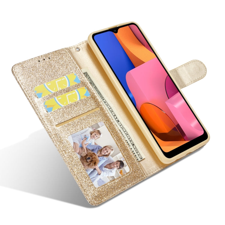 For Samsung Galaxy A21S Glitter Powder Love Leather Phone Case