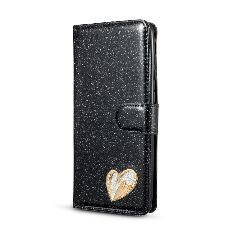 For Samsung Galaxy A21S Glitter Powder Love Leather Phone Case