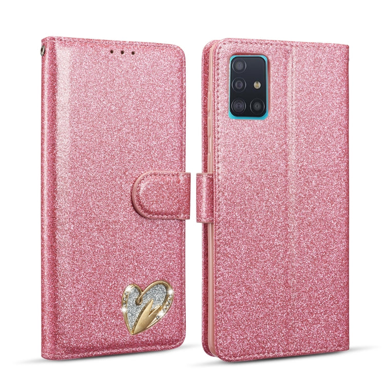 For Samsung Galaxy A51 Glitter Powder Love Leather Phone Case