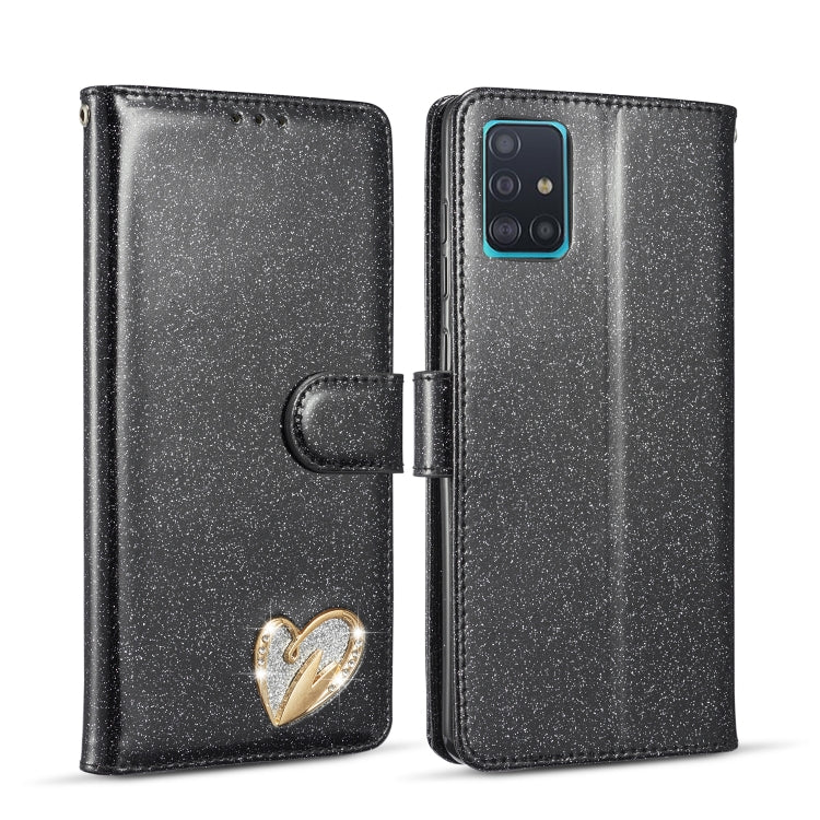 For Samsung Galaxy A51 Glitter Powder Love Leather Phone Case