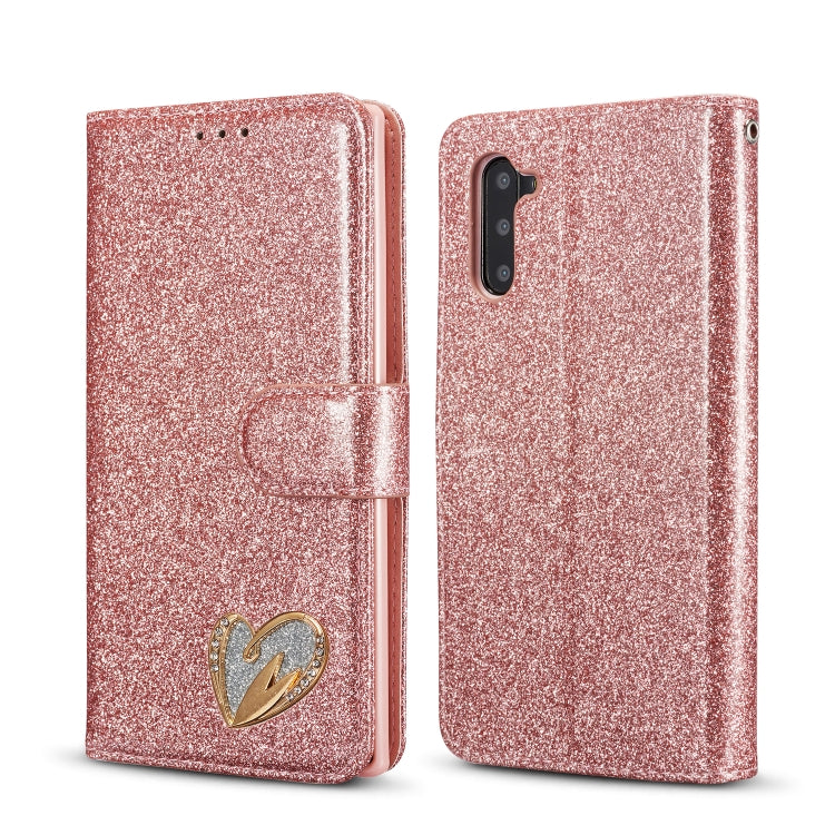 For Samsung Galaxy Note10 Glitter Powder Love Leather Phone Case