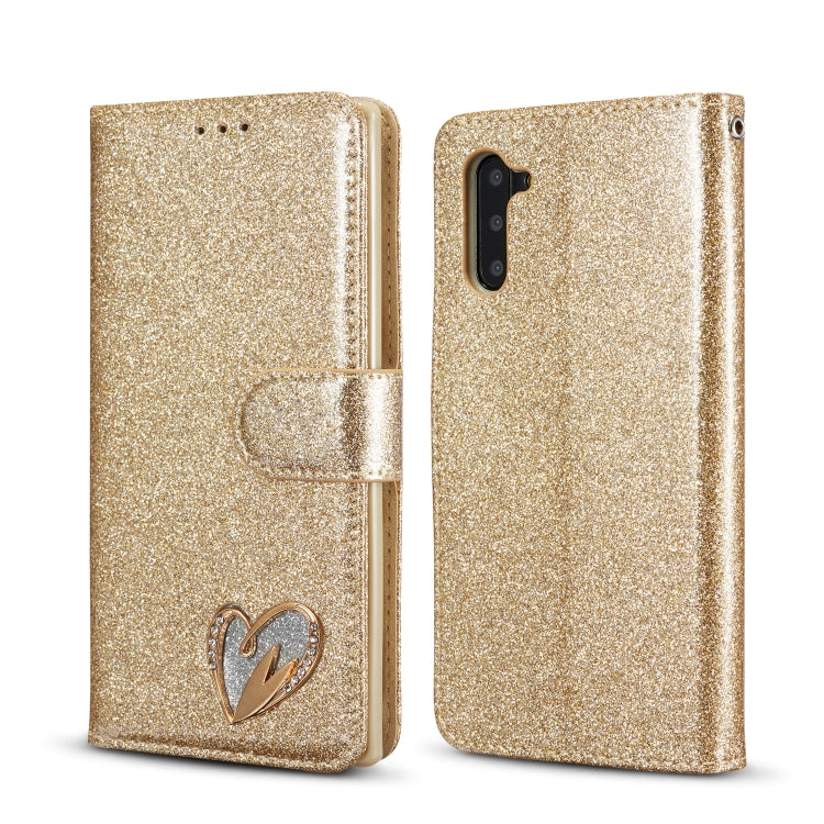 For Samsung Galaxy Note10 Glitter Powder Love Leather Phone Case