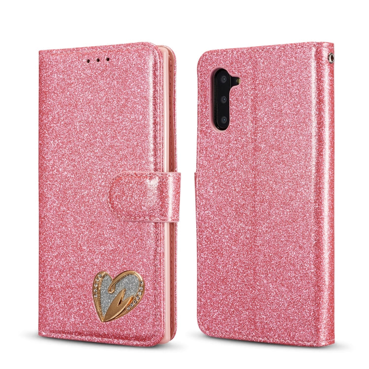 For Samsung Galaxy Note10 Glitter Powder Love Leather Phone Case