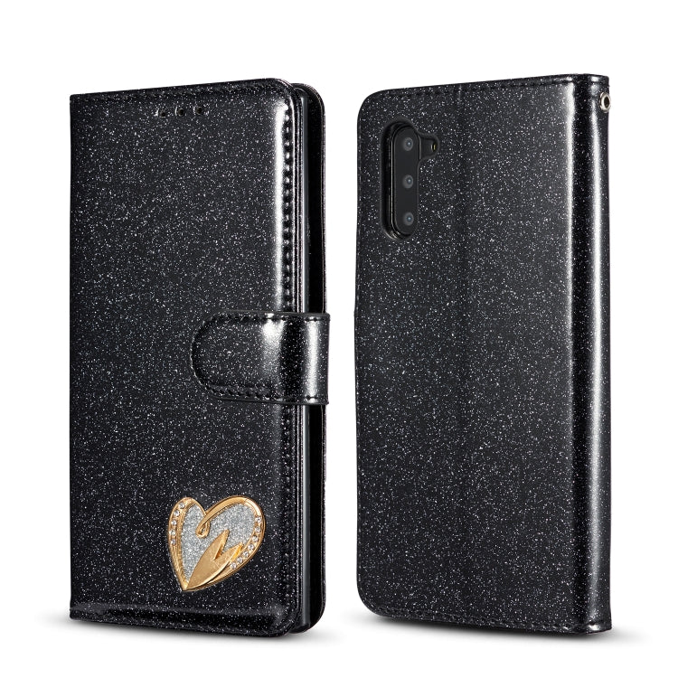 For Samsung Galaxy Note10 Glitter Powder Love Leather Phone Case