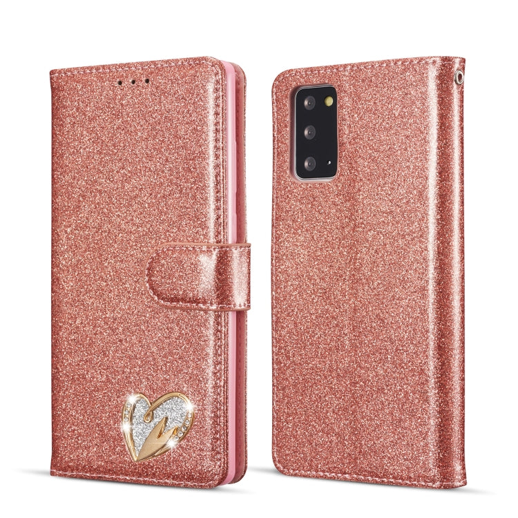 For Samsung Galaxy Note20 Glitter Powder Love Leather Phone Case