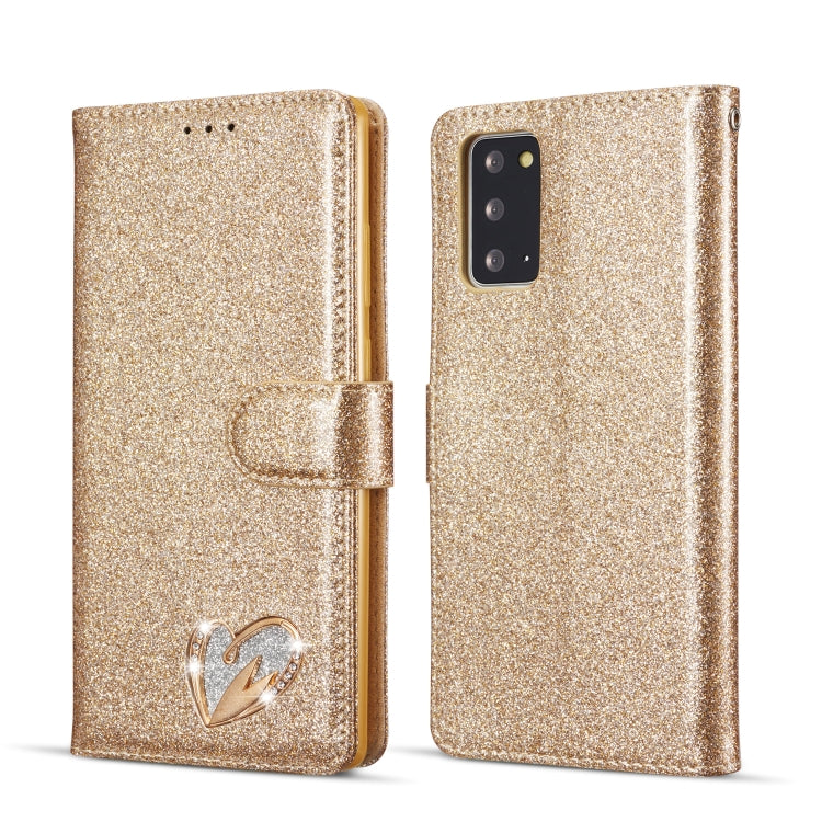 For Samsung Galaxy Note20 Glitter Powder Love Leather Phone Case