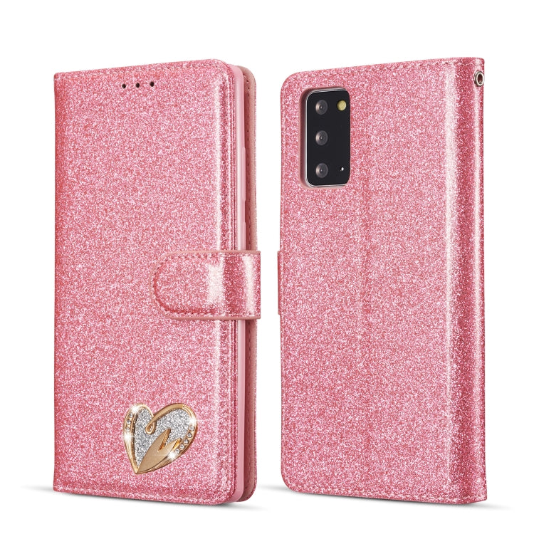 For Samsung Galaxy Note20 Glitter Powder Love Leather Phone Case