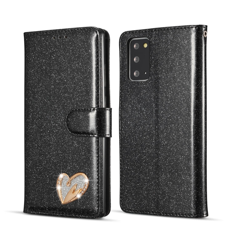 For Samsung Galaxy Note20 Glitter Powder Love Leather Phone Case