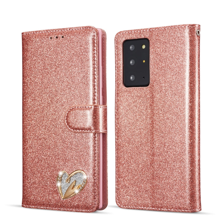 For Samsung Galaxy Note20 Ultra Glitter Powder Love Leather Phone Case