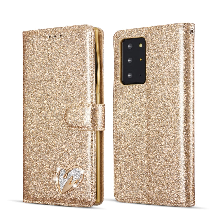 For Samsung Galaxy Note20 Ultra Glitter Powder Love Leather Phone Case