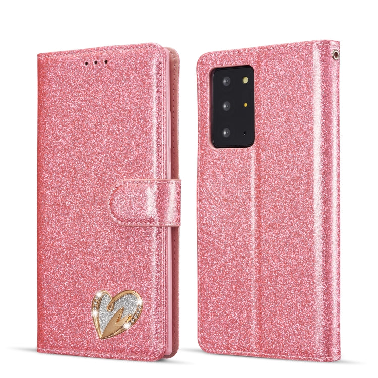 For Samsung Galaxy Note20 Ultra Glitter Powder Love Leather Phone Case