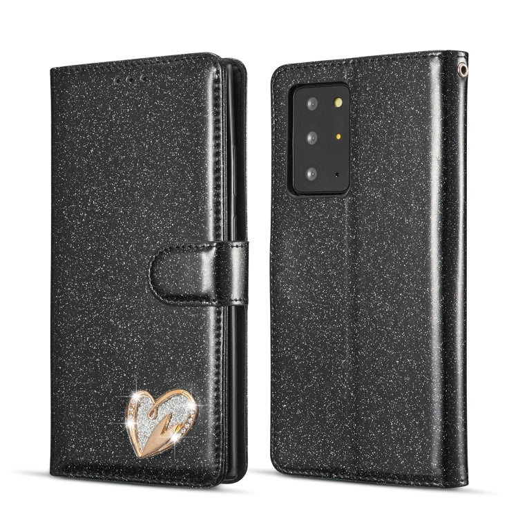 For Samsung Galaxy Note20 Ultra Glitter Powder Love Leather Phone Case