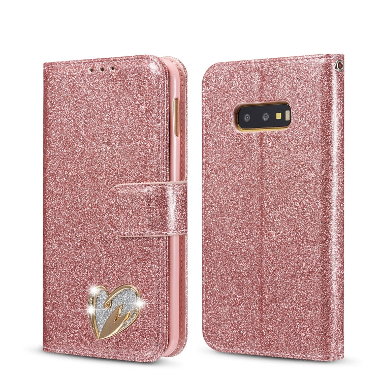 For Samsung Galaxy S10e Glitter Powder Love Leather Phone Case