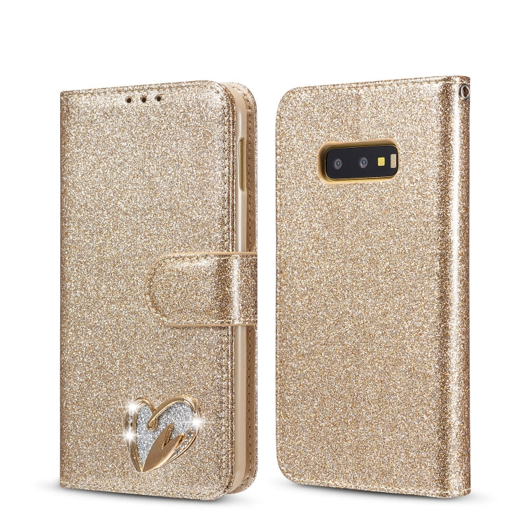 For Samsung Galaxy S10e Glitter Powder Love Leather Phone Case