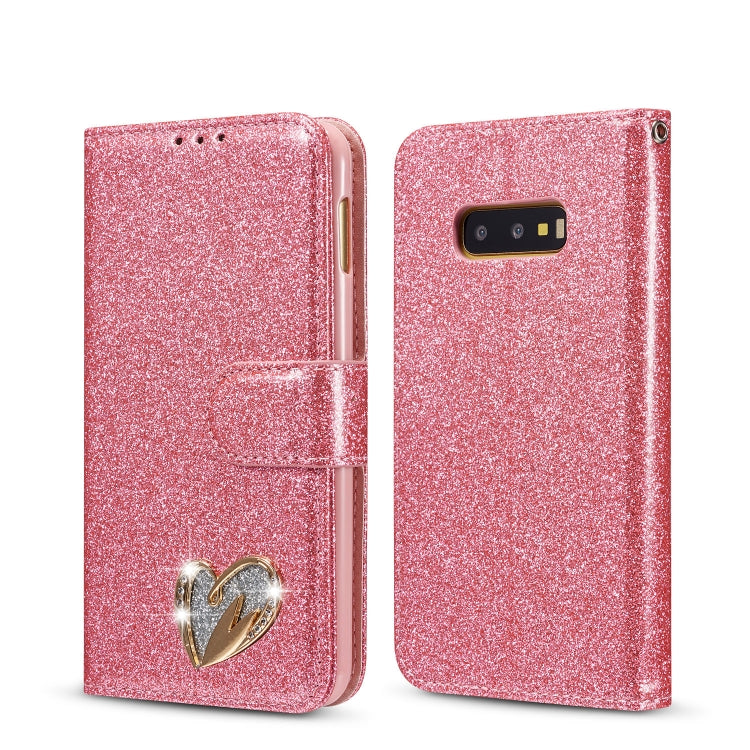 For Samsung Galaxy S10e Glitter Powder Love Leather Phone Case