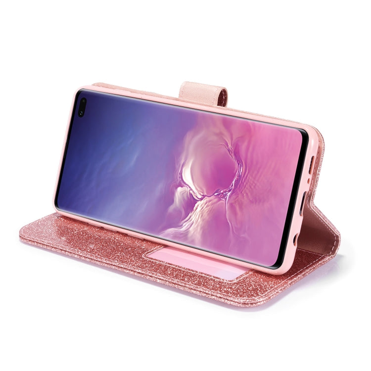 For Samsung Galaxy S10+ Glitter Powder Love Leather Phone Case