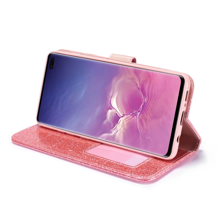 For Samsung Galaxy S10+ Glitter Powder Love Leather Phone Case
