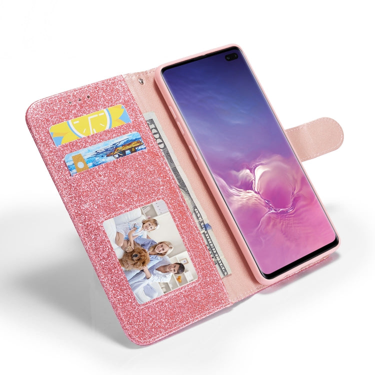 For Samsung Galaxy S10+ Glitter Powder Love Leather Phone Case