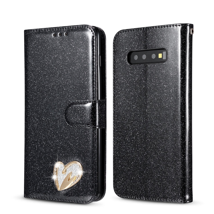 For Samsung Galaxy S10+ Glitter Powder Love Leather Phone Case