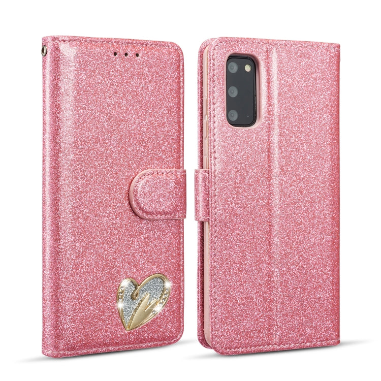 For Samsung Galaxy S20+ Glitter Powder Love Leather Phone Case