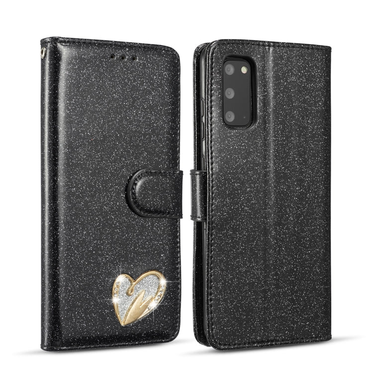 For Samsung Galaxy S20+ Glitter Powder Love Leather Phone Case