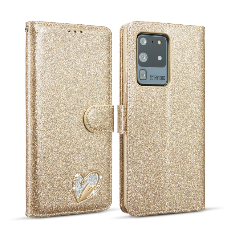 For Samsung Galaxy S20 UItra Glitter Powder Love Leather Phone Case