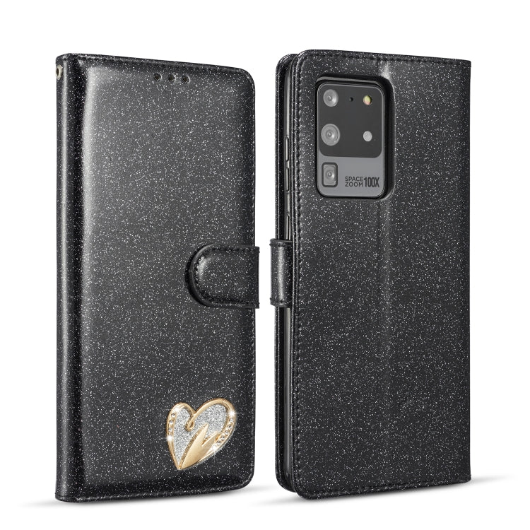 For Samsung Galaxy S20 UItra Glitter Powder Love Leather Phone Case