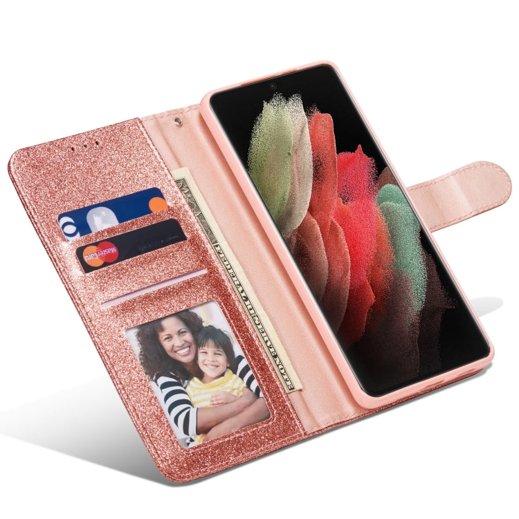 For Samsung Galaxy S21 Ultra 5G Glitter Powder Love Leather Phone Case