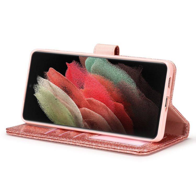 For Samsung Galaxy S21 Ultra 5G Glitter Powder Love Leather Phone Case