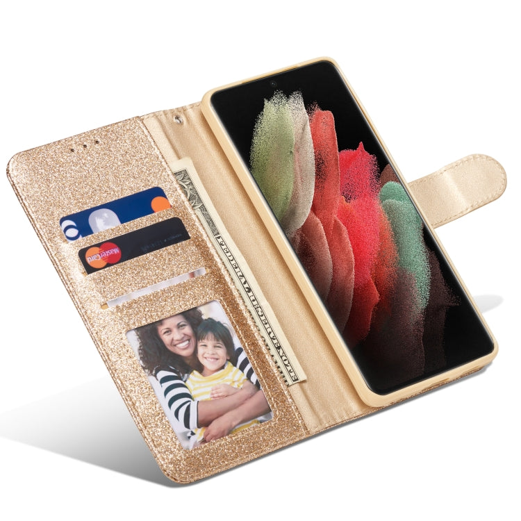 For Samsung Galaxy S21 Ultra 5G Glitter Powder Love Leather Phone Case