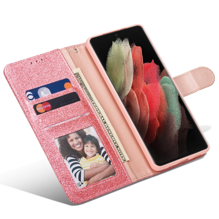 For Samsung Galaxy S21 Ultra 5G Glitter Powder Love Leather Phone Case