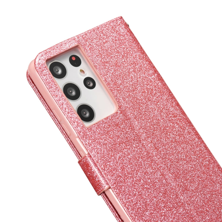 For Samsung Galaxy S21 Ultra 5G Glitter Powder Love Leather Phone Case