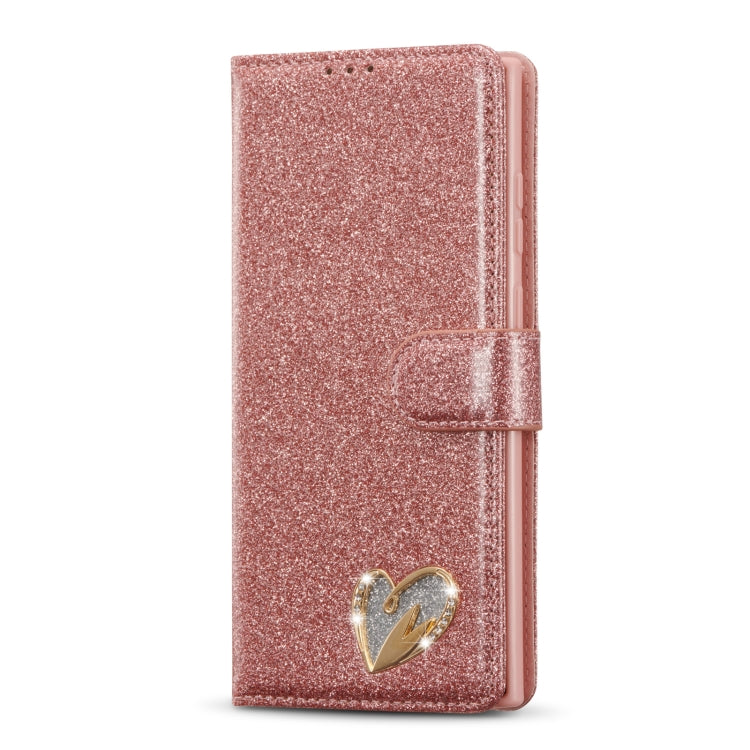 For Samsung Galaxy S22 5G Glitter Powder Love Leather Phone Case