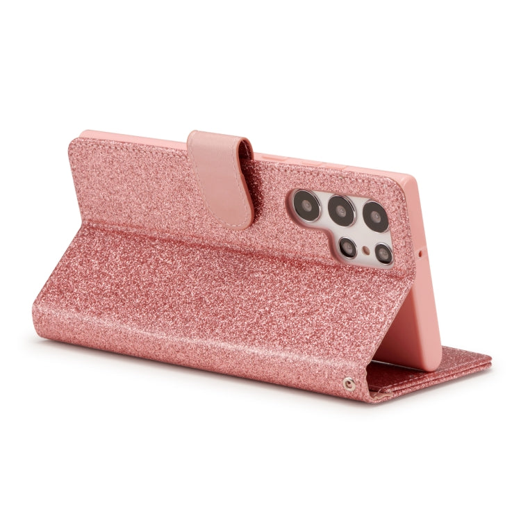 For Samsung Galaxy S22 5G Glitter Powder Love Leather Phone Case
