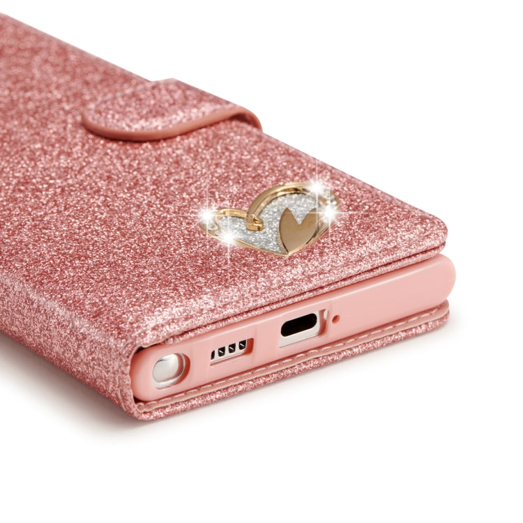 For Samsung Galaxy S22 5G Glitter Powder Love Leather Phone Case