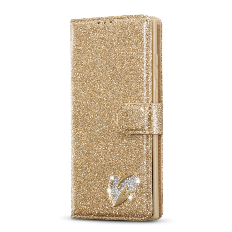 For Samsung Galaxy S22 5G Glitter Powder Love Leather Phone Case