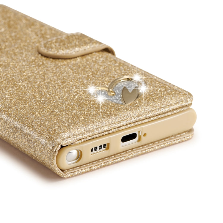 For Samsung Galaxy S22 5G Glitter Powder Love Leather Phone Case